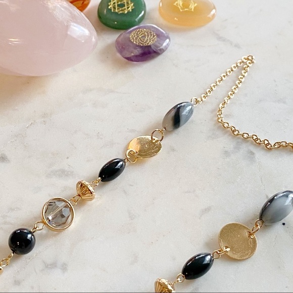 3/$15 Black + Gold Bohemian Beaded Face Mask Chain - Picture 5 of 6